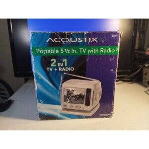 Acoustix 502R 5" Portable Black & White TV w/ AM/FM Radio - New In Box